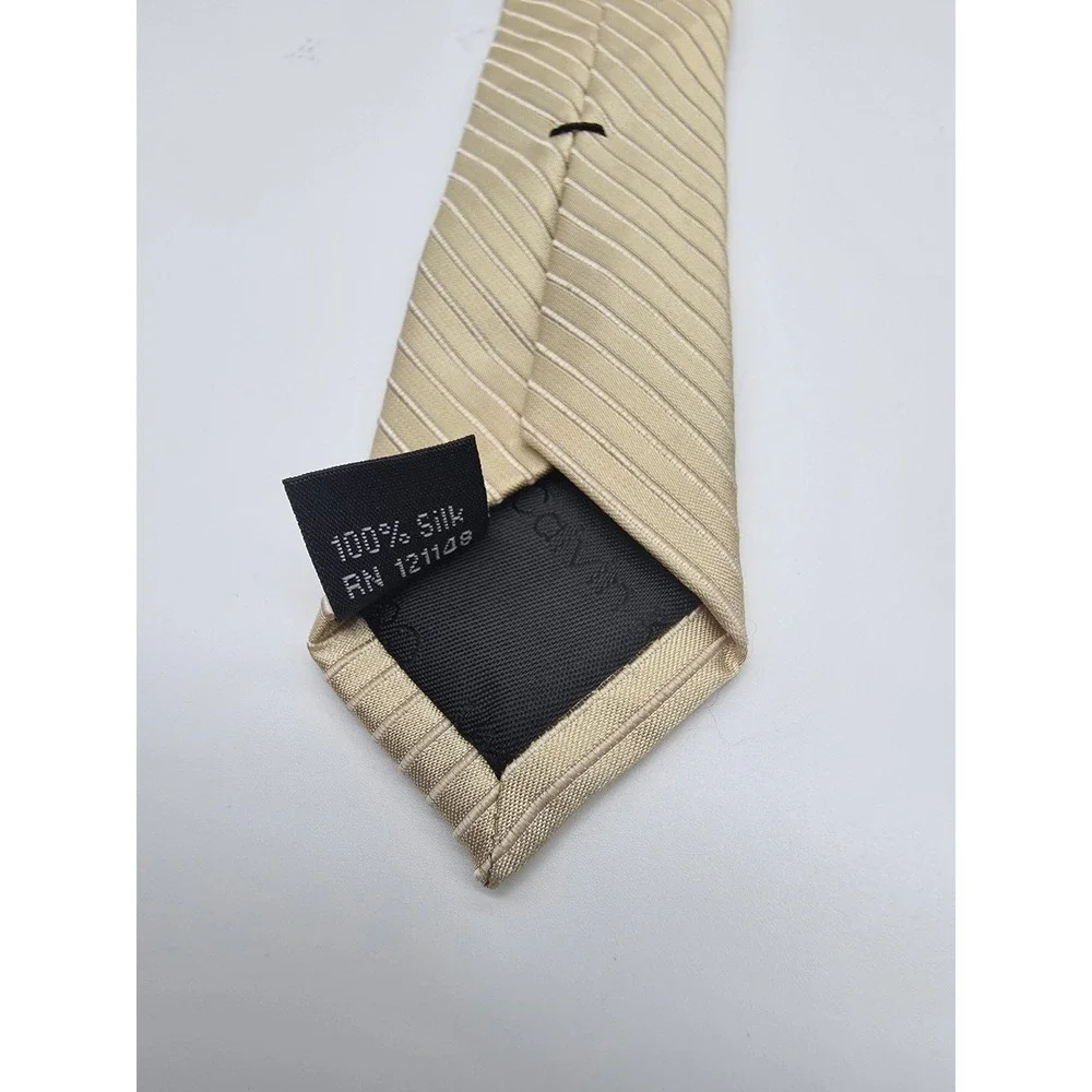 Calvin Klein Gold Striped Tie Necktie 58
